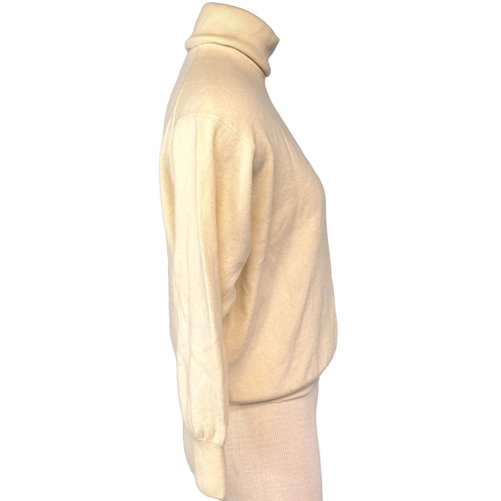 Burberrys Vintage Cropped Merino Wool Turtleneck Sweater Jumper Women M in Cream - Picture 4 of 7